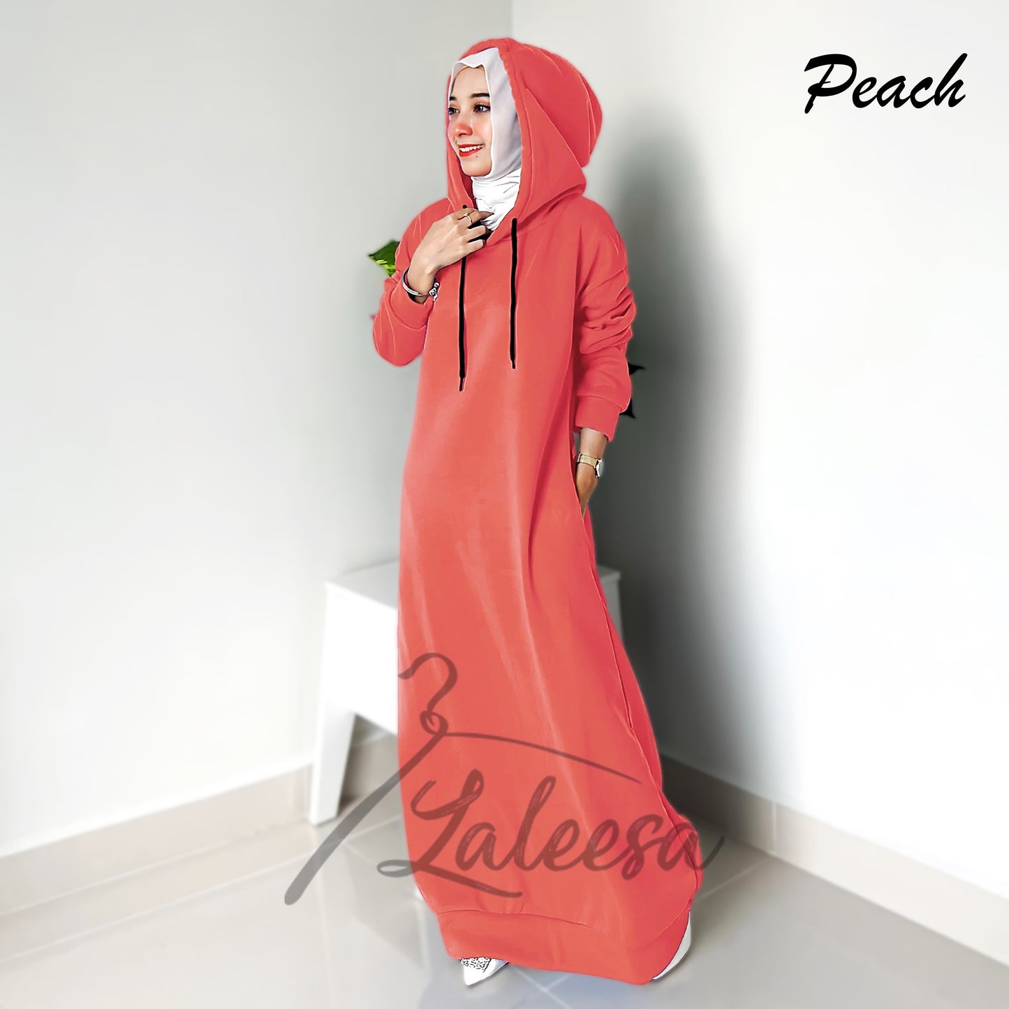LALEESA DRESS HOODIE CLASSIC LD227527 <Long Hoodie Series> Long Hoodie Dress Muslimah Dress Plus Size Baju Raya 2024