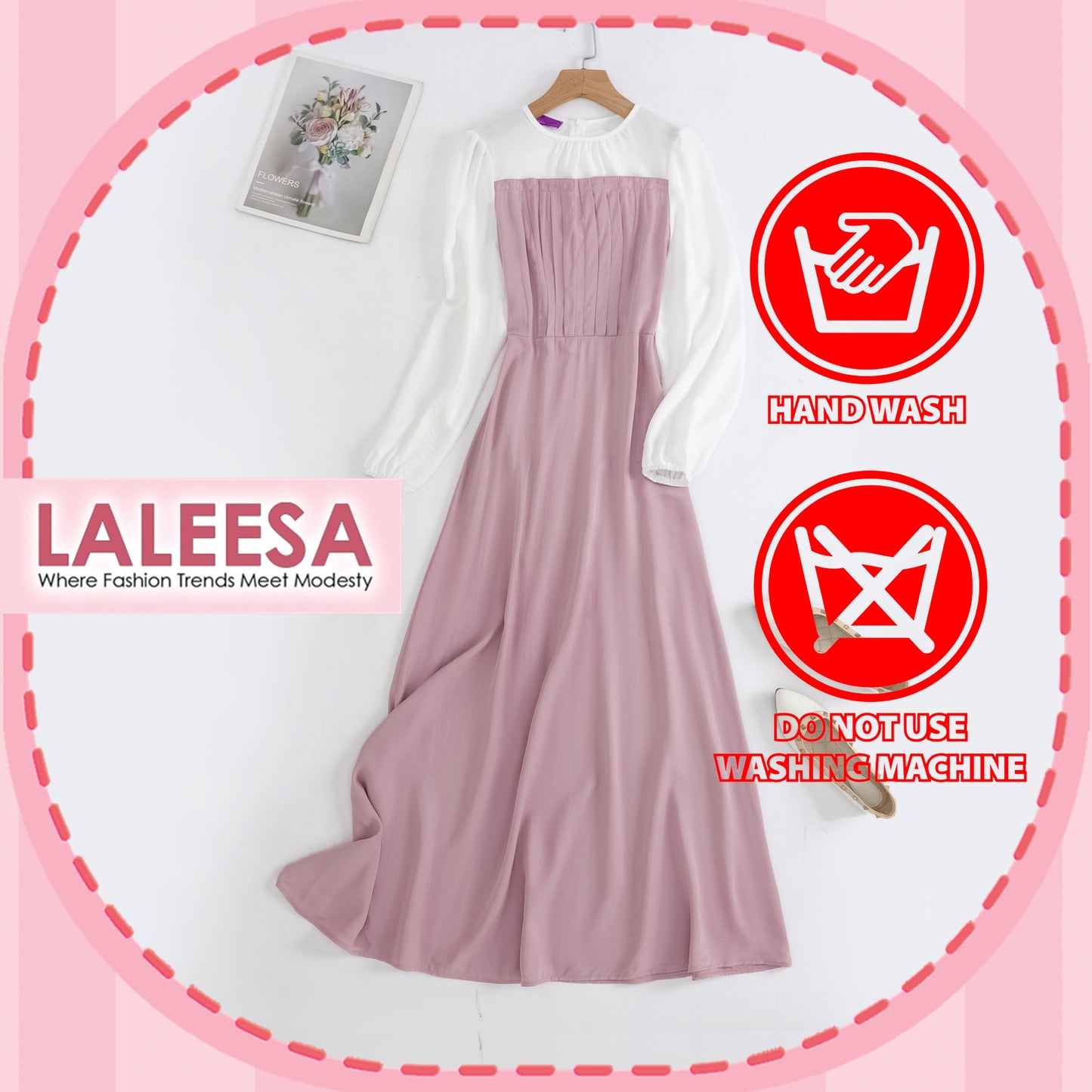 LALEESA DRESS DAMIANA LD227175 <Korean Series> (Small Cutting) Korean Style Dress Muslimah Plus Size Baju Raya 2024