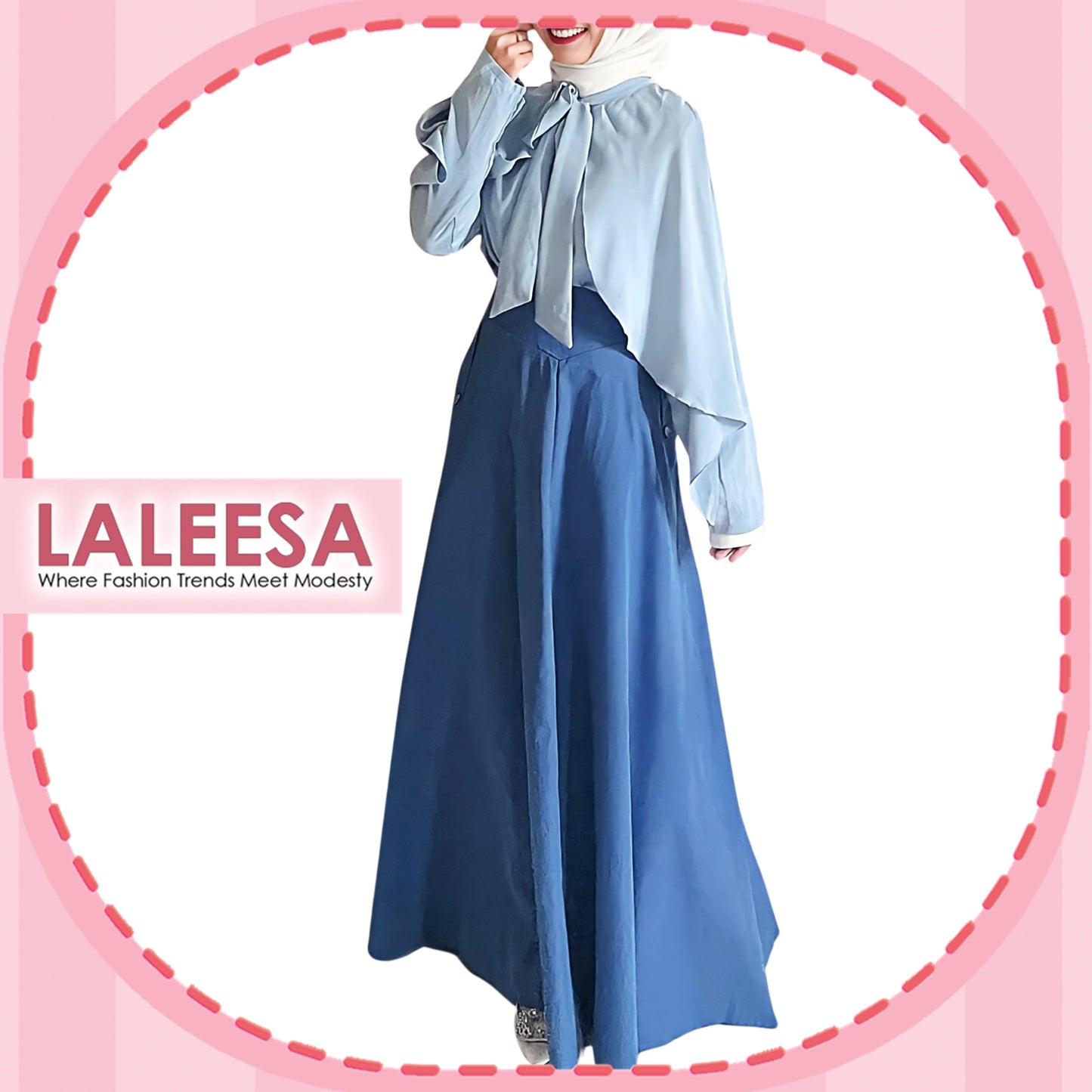 LALEESA Awa Collection (Blouse + Skirt) SET FANILA SA705754 <Korean Series> Set Wear Blouse Muslimah Baju Raya 2024