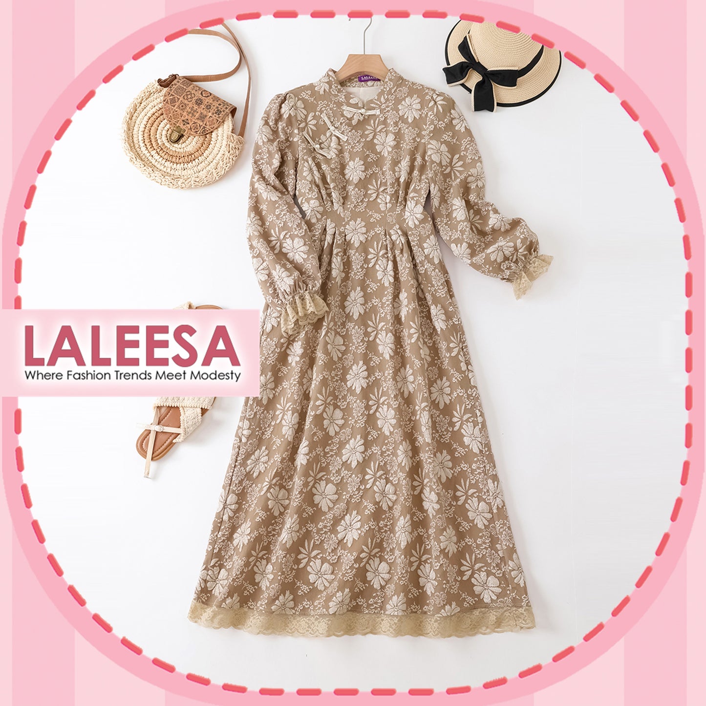 LALEESA DRESS LAURA LD221290 <Korean Series> (Small Cutting) Cheongsam Style Qipao Dress Muslimah Dress Women Dress