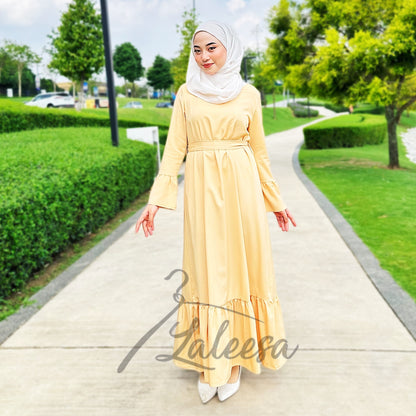 LALEESA LD251219 DRESS INAS Vintage Ruffled Hem Maxi Long Dress Muslimah Dress Women Plus Size Baju Raya 2024