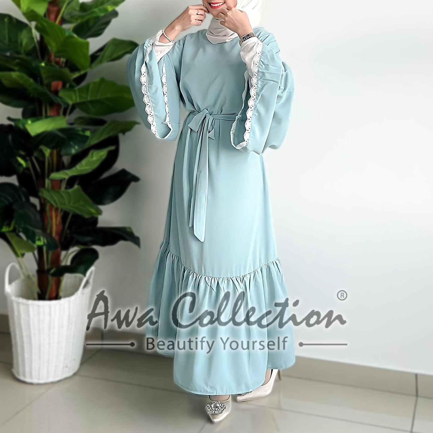 LALEESA Awa Collection DA123126 DRESS MAHDIYA Exaggerate Flare Sleeve Self Belted Long Dress Muslimah Dress Women Dress