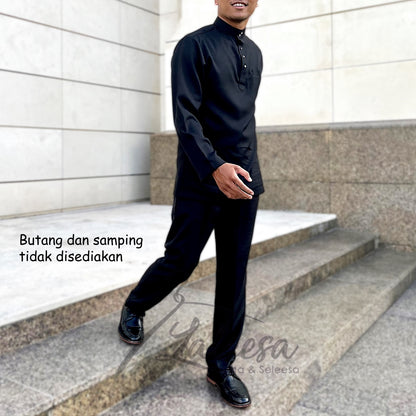 Baju Melayu (Shirt + Pants) Slim Fit Men Shirt Men Baju Lelaki Baju Raya 2024 (BUTANG & SAMPING TIDAK DISEDIAKAN)