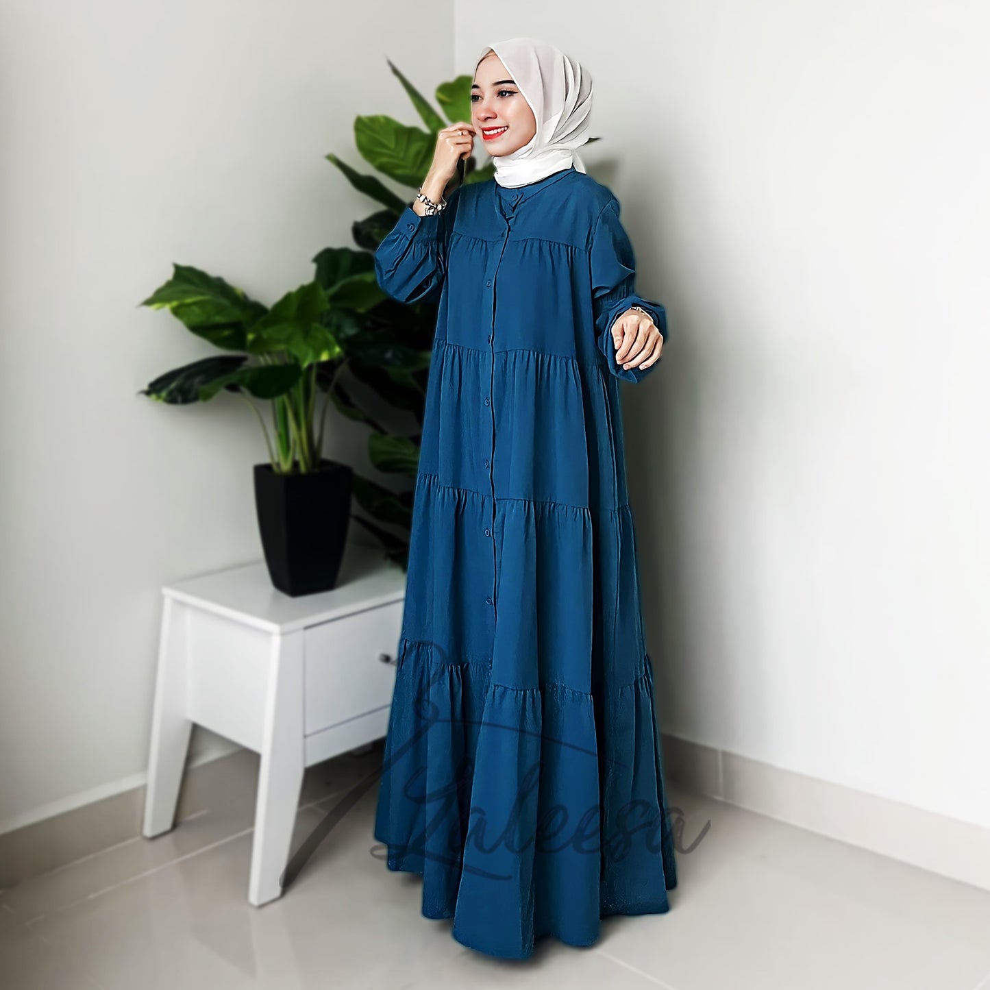 LALEESA DRESS UMAIRA LD263231 <BF Friendly Series> Full Button Down Ruffled Dress Muslimah Dress Plus Size Baju Raya 2024