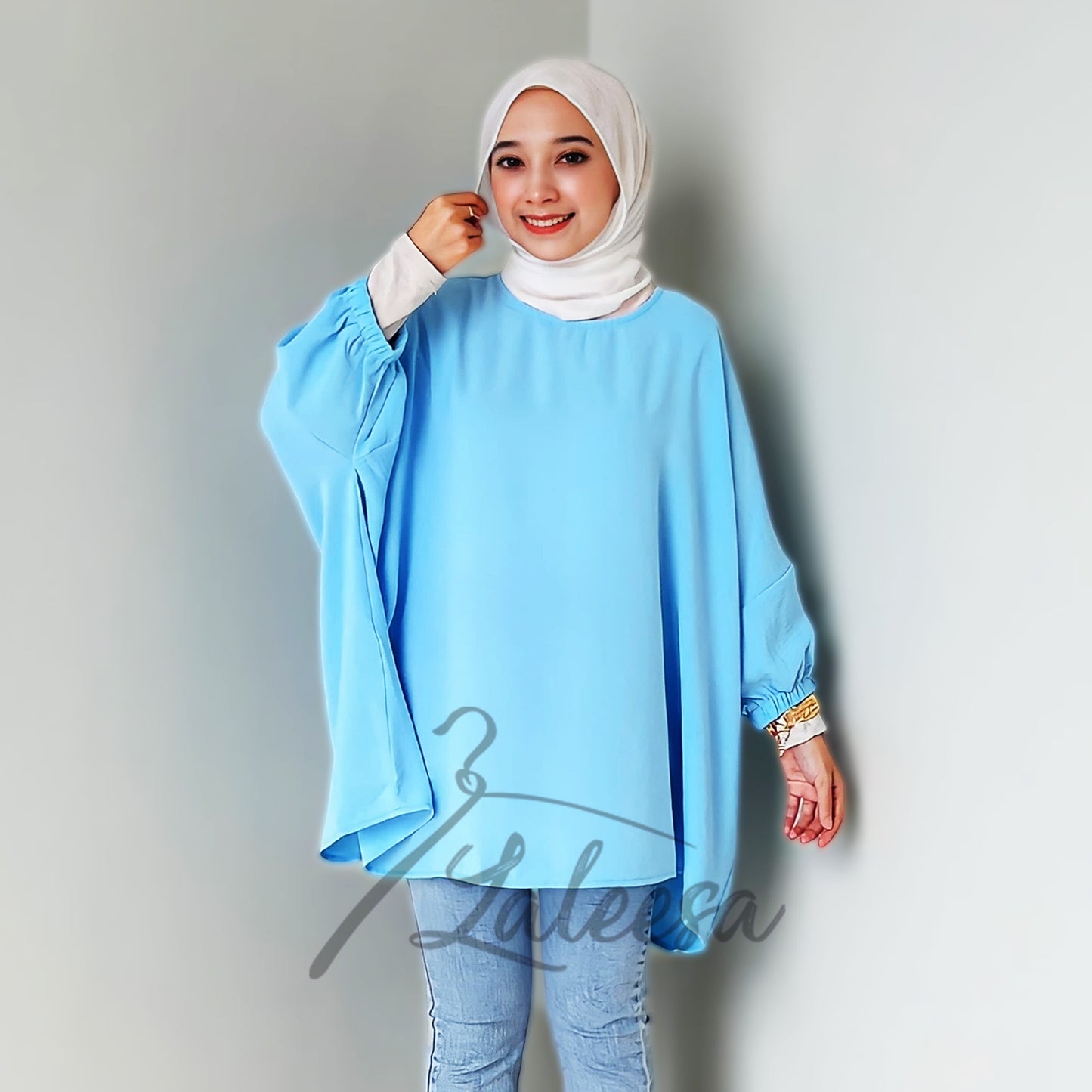 LALEESA TB469439 BLOUSE KAUREEN Irregular Hem Retro Blouse Muslimah Blouse Women Blouse Plus Size Baju Raya 2024