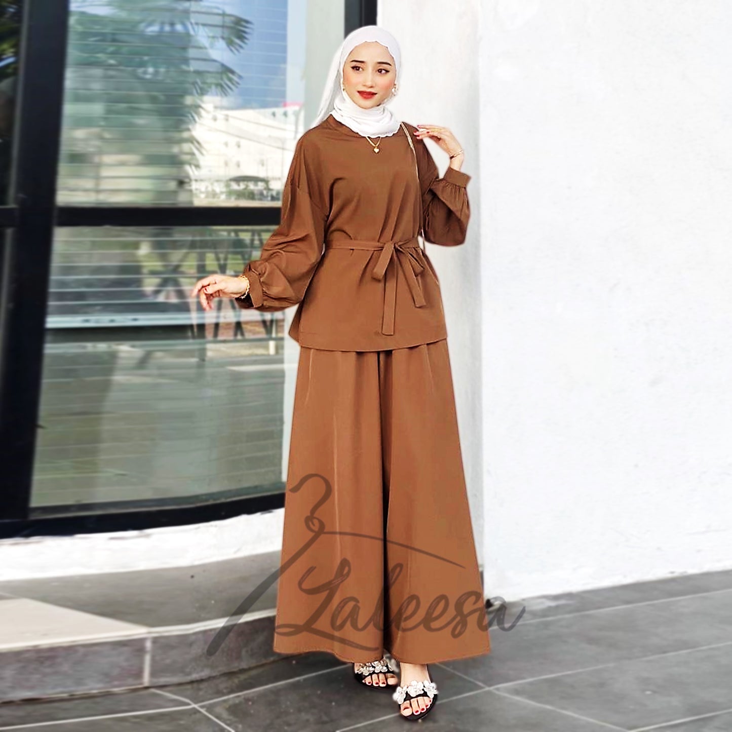 LALEESA (Blouse + Skirt) SET GHANIA SW841811 Set Wear Blouse Muslimah Blouse Women Blouse Plus Size Baju Raya 2024
