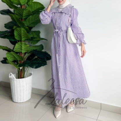 LALEESA DRESS QASEEMA LD259297 <BF Friendly Series> Checkered Button Dress Muslimah Dress Women Plus Size Baju Raya 2024