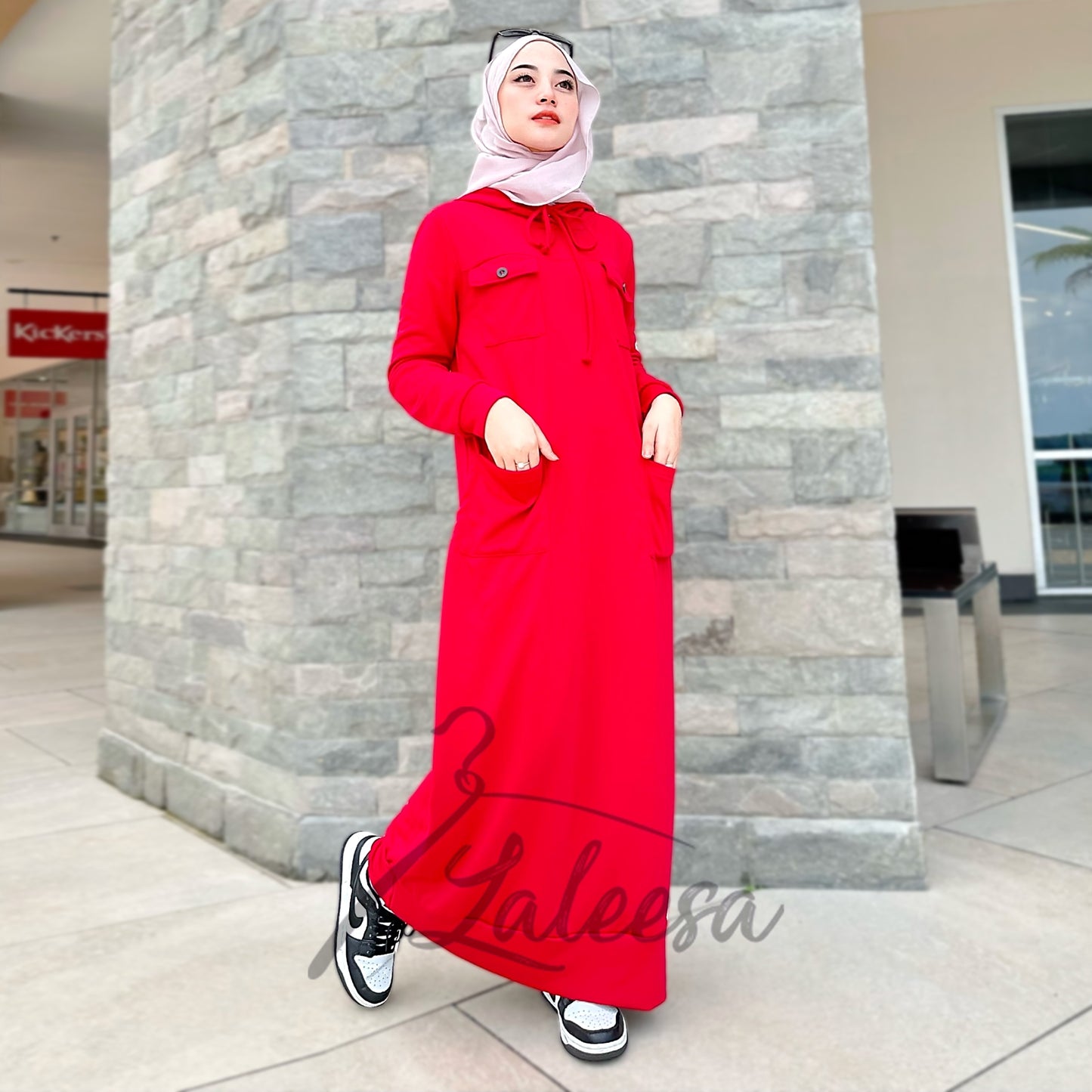 LALEESA DRESS HOODIE POCKET LD277249 <Long Hoodie Series> Long Hoodie Dress Muslimah Dress Woman