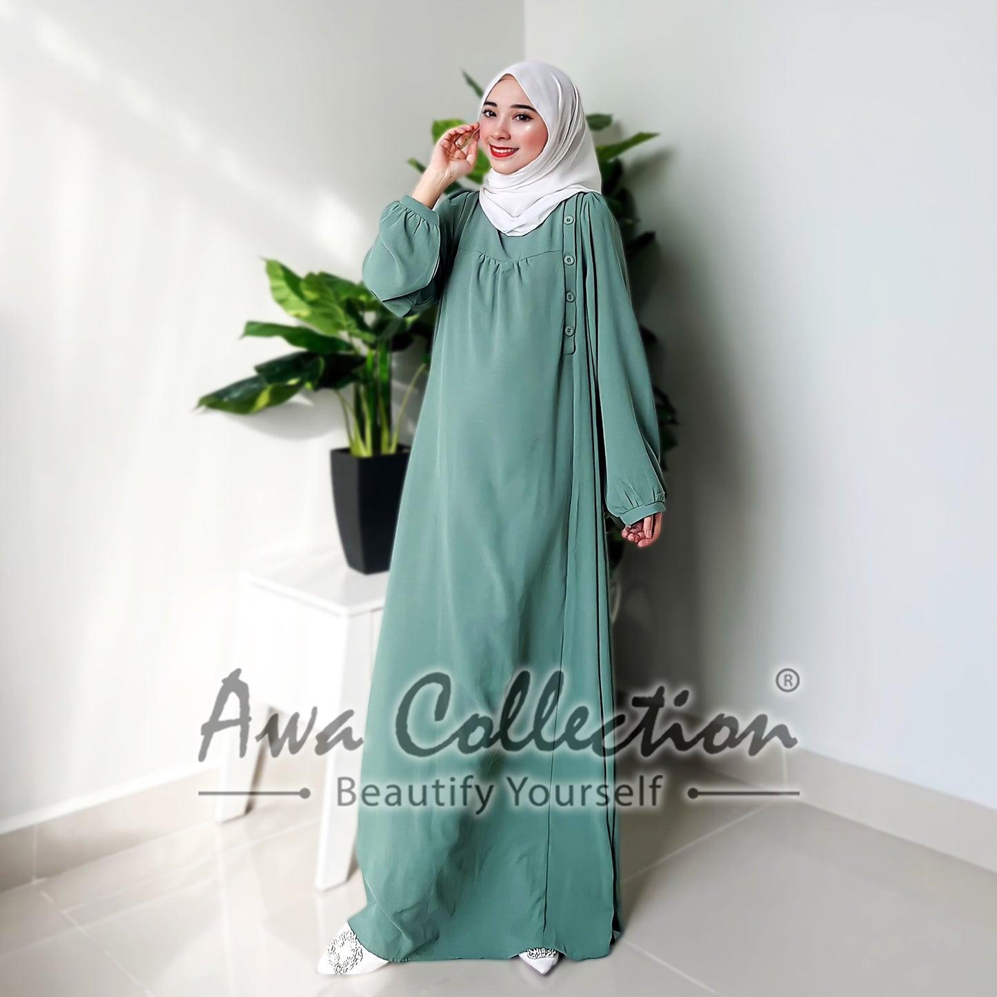 LALEESA Awa Collection DA125144 DRESS QAHIRA Buttoned Shirt Dress Muslimah Dress Women Dress Baju Raya 2024