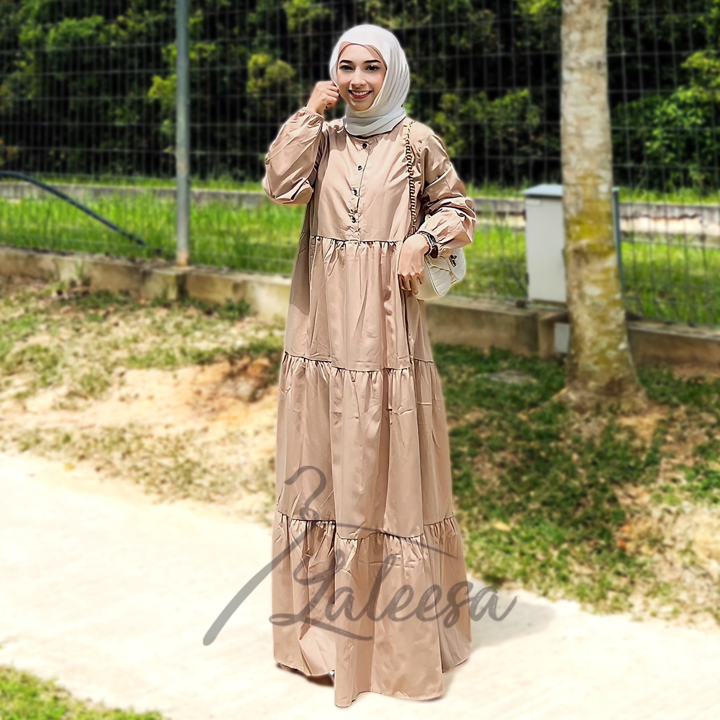 LALEESA DRESS WAFIA LD264242 <BF Friendly Series> Front Button Tiered Dress Muslimah Dress Plus Size Baju Raya 2024