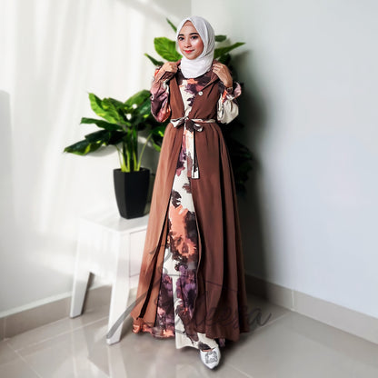 LALEESA (Dress + Cardigan) SW843894 SET ISLAH Long Dress With Chiffon Suit Set Wear Dress Women Plus Size Baju Raya 2024