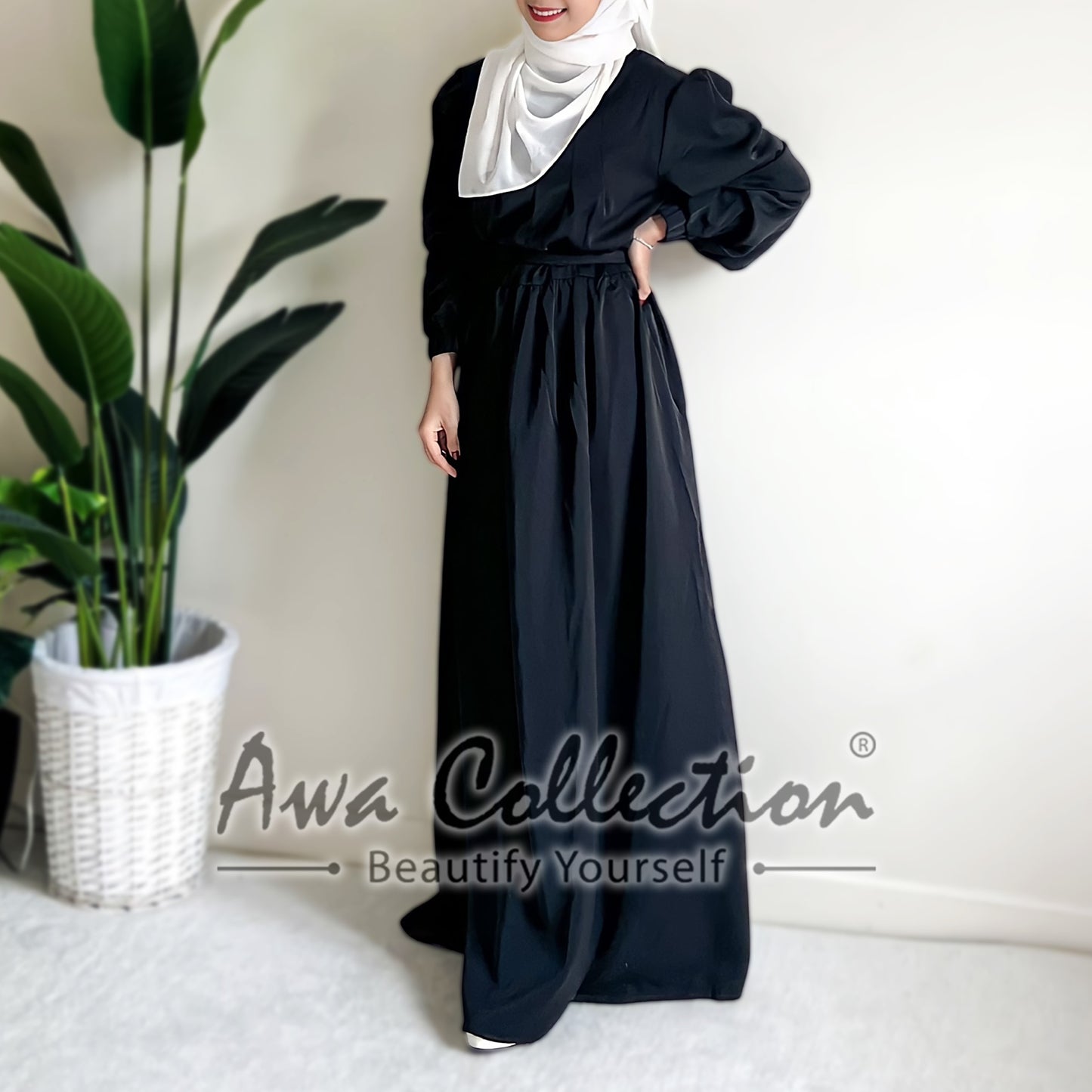 LALEESA Awa Collection DA111101 DRESS ZAHEERA Casual Elegant High Neck Puff Sleeve Dress Muslimah Dress Women Dress