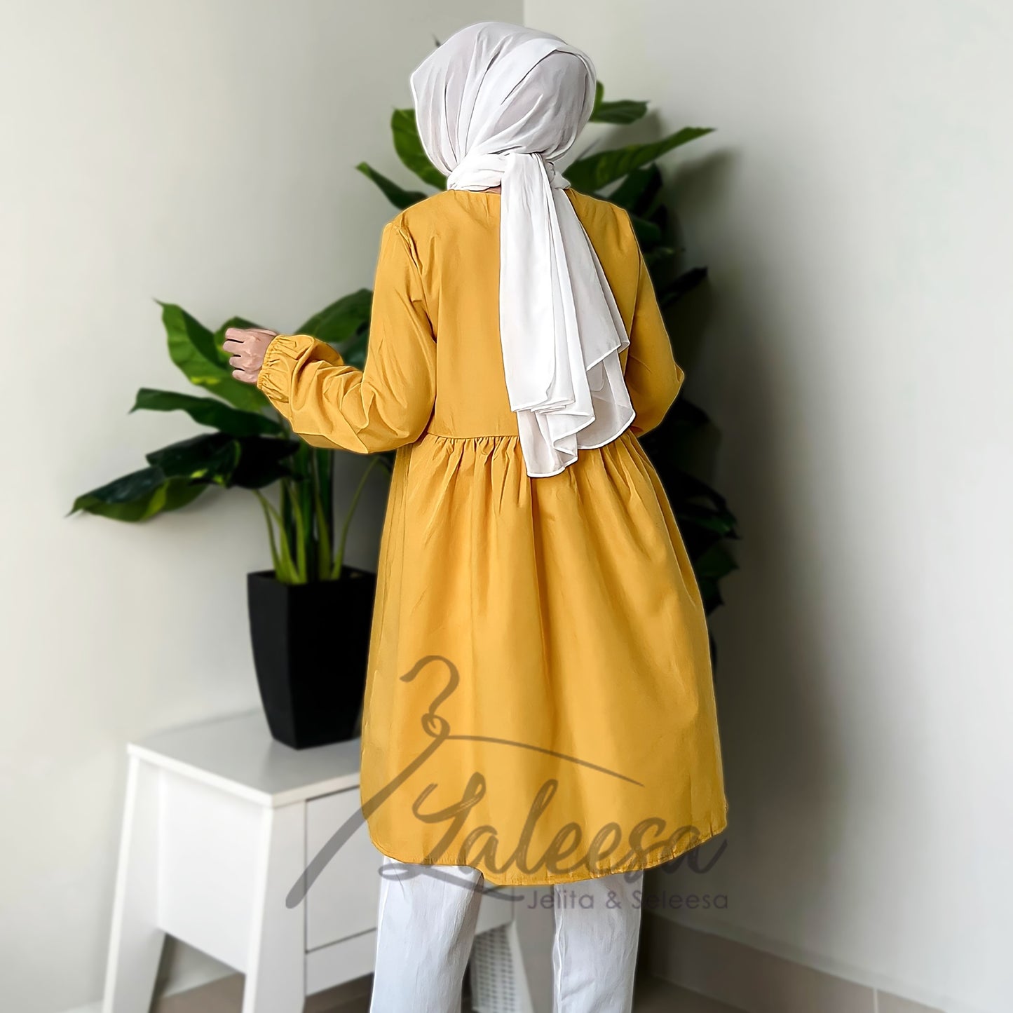 LALEESA LD275295 DRESS TAHANI High Waist V Neck Mini Dress Muslimah Dress Women Dress Jubah Muslimah Jubah Abaya Dress