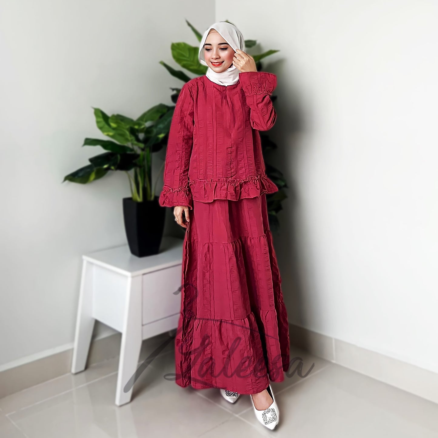 LALEESA (Blouse + Skirt) SET HAMEEDA SW844803 <BF Friendly Series> (Ironless) Set Wear Blouse Plus Size Baju Raya 2024