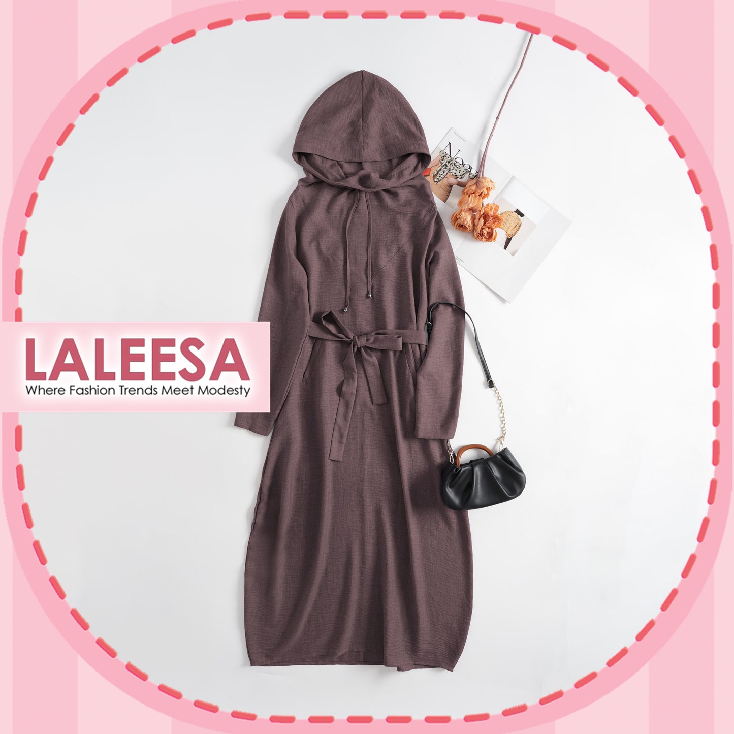 LALEESA DRESS HOODIE MONA LD293285 <Long Hoodie Series> Dress Muslimah Dress Woman Jubah Muslimah