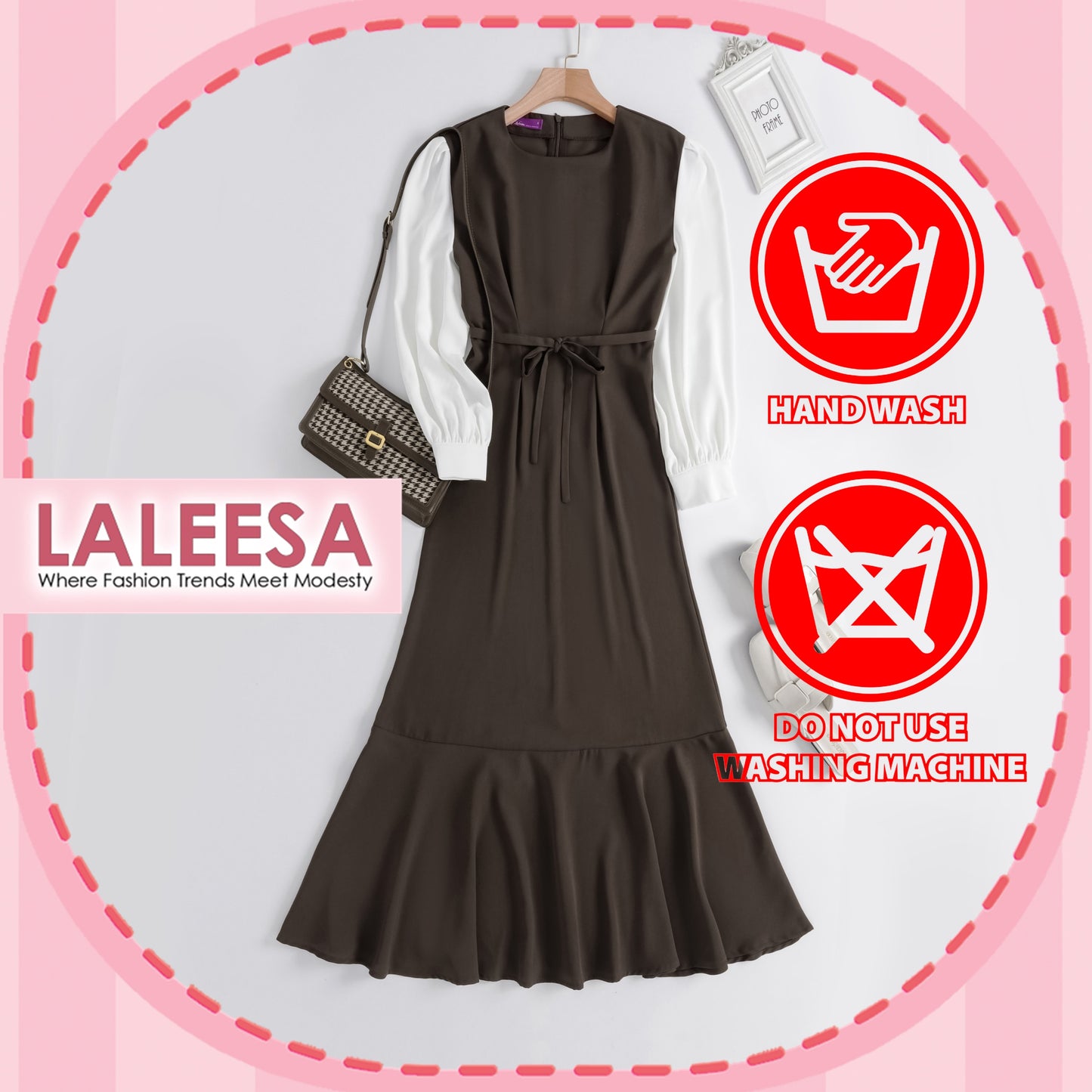 LALEESA DRESS HAZEL LD211836 <Korean Series> Korean Style Dress Muslimah Dress Women Dress Plus Size Baju Raya 2024