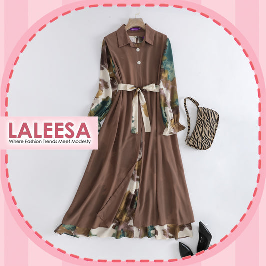 LALEESA (Dress + Cardigan) SW843894 SET ISLAH Long Dress With Chiffon Suit Set Wear Dress Women Plus Size Baju Raya 2024