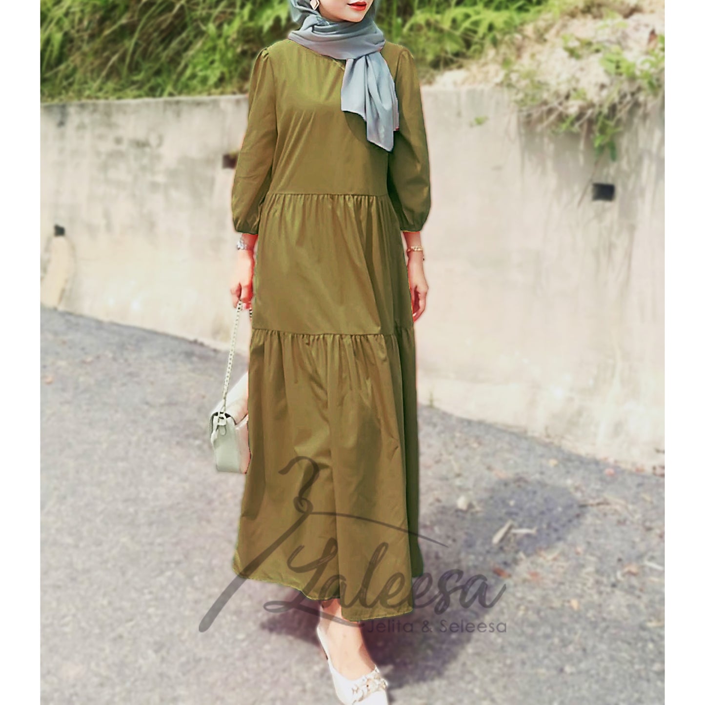 LALEESA LD246264 DRESS DARIA Puff Sleeve Ruffles Dress Muslimah Dress Women Dress Plus Size Baju Raya 2024
