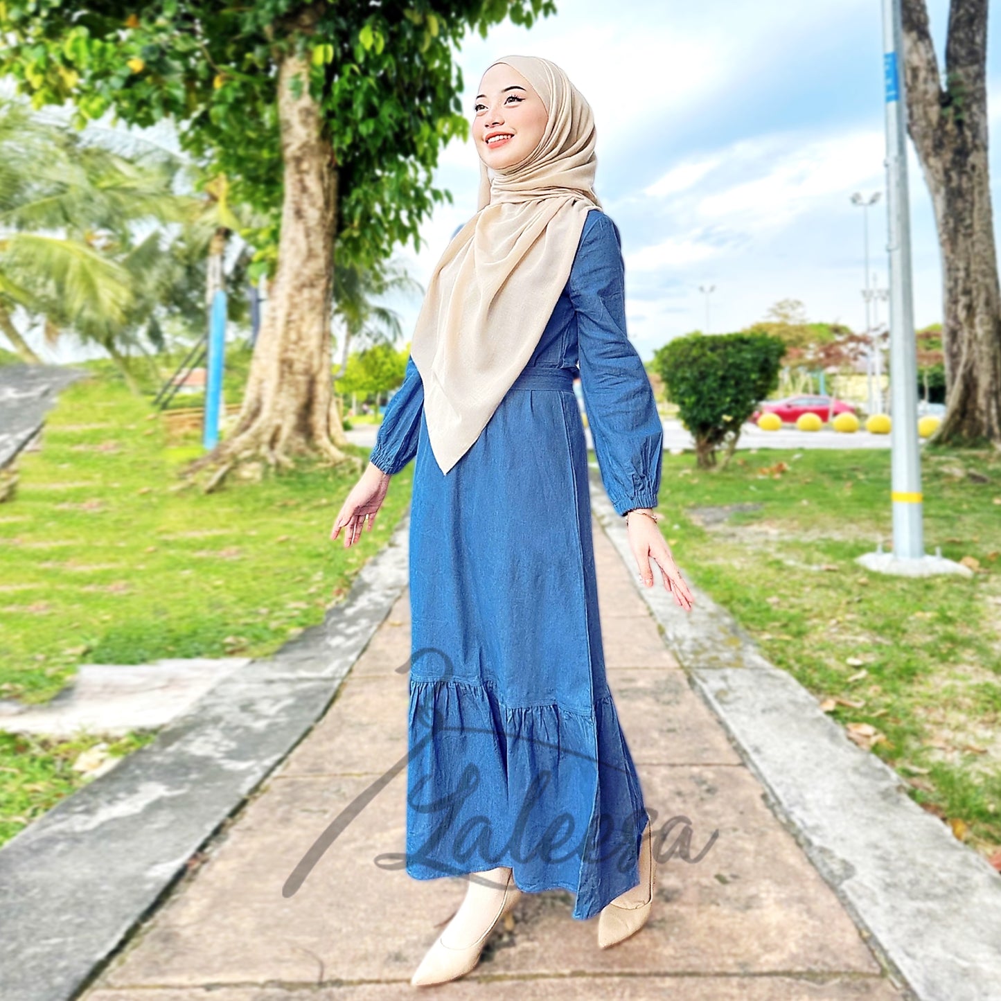 LALEESA DRESS DENIM LD275227 <BF Friendly Series> Dress Muslimah Dress Woman Jubah Muslimah Abaya