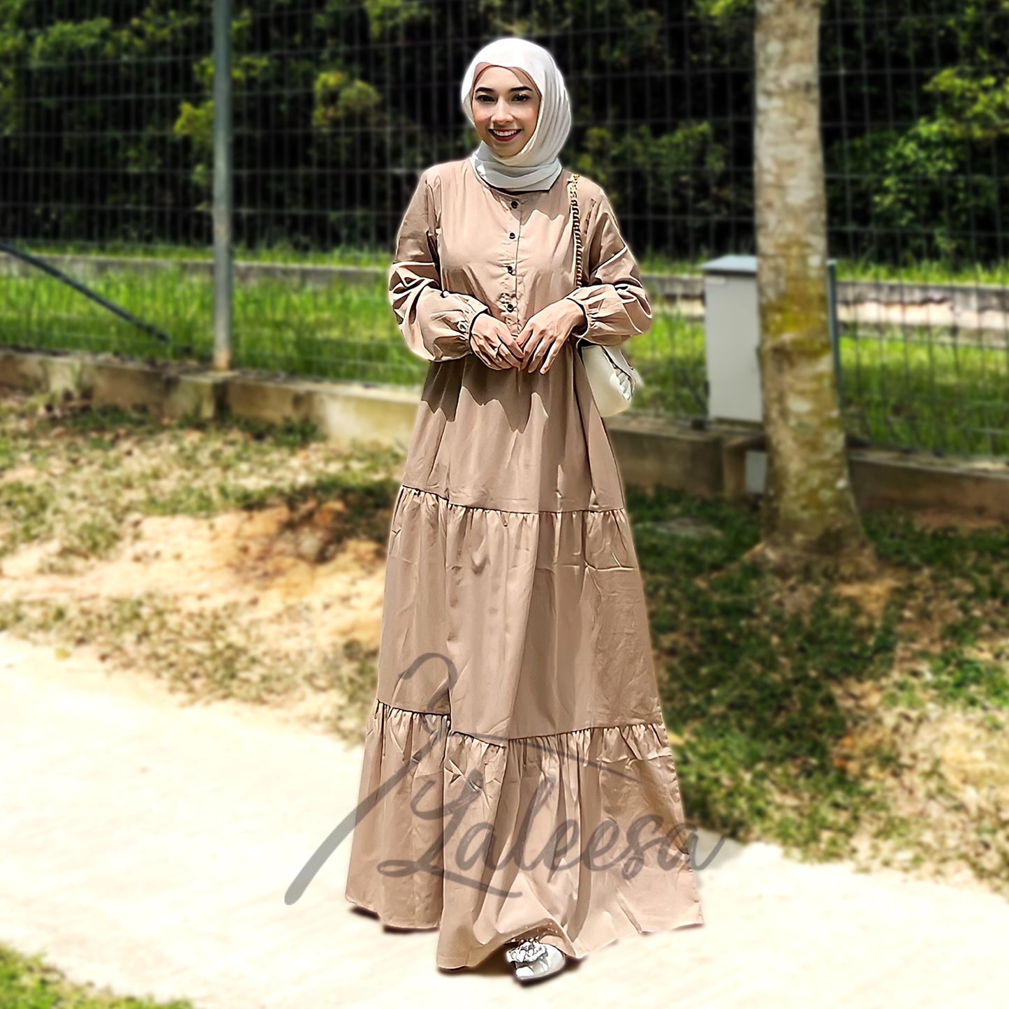 LALEESA DRESS WAFIA LD264242 <BF Friendly Series> Front Button Tiered Dress Muslimah Dress Plus Size Baju Raya 2024