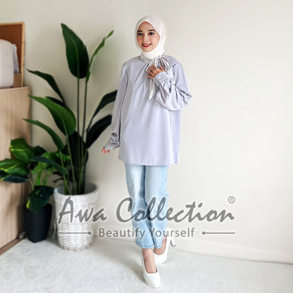 LALEESA Awa Collection TA307335 BLOUSE GHASHIA Satin Blouse Muslimah Blouse Women Blouse Baju Raya 2024