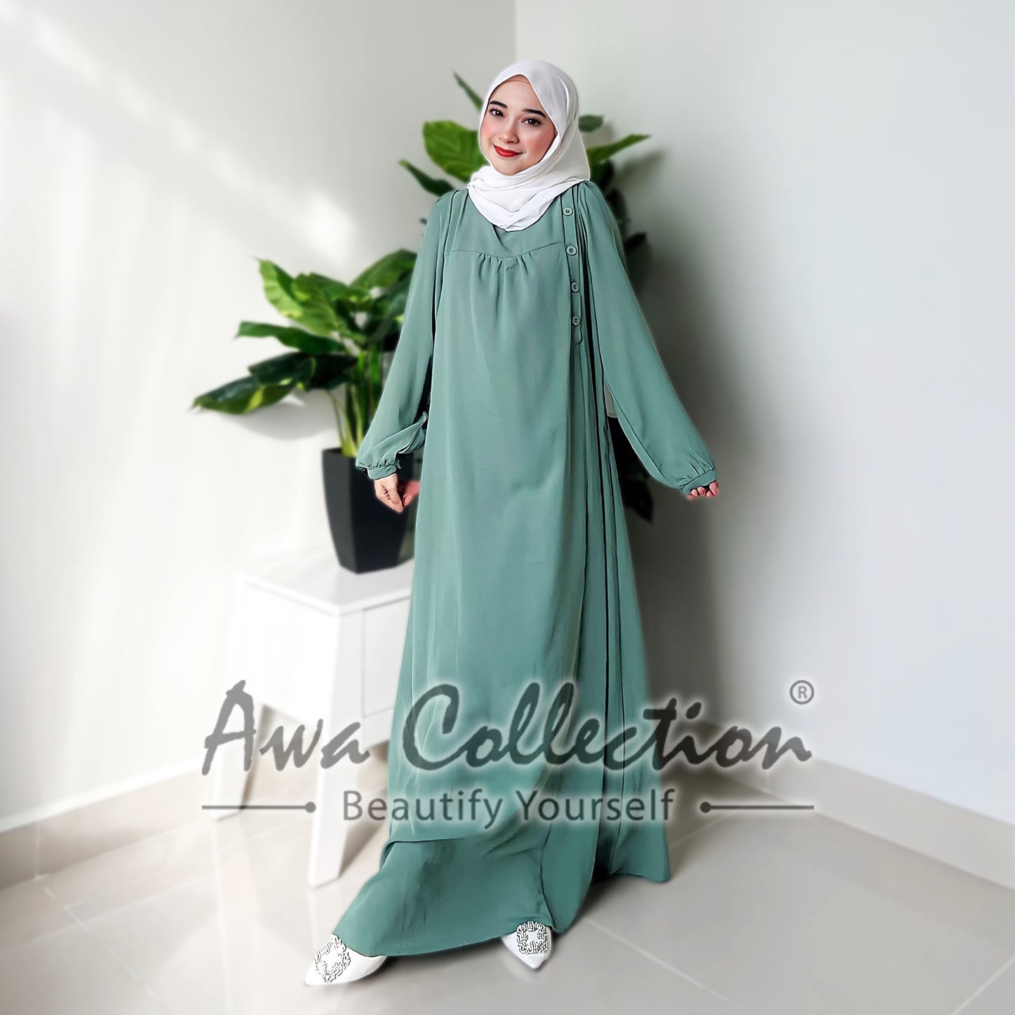 LALEESA Awa Collection DA125144 DRESS QAHIRA Buttoned Shirt Dress Muslimah Dress Women Dress Baju Raya 2024