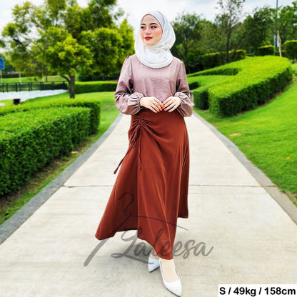 LALEESA SKIRT WAHEEDA PS659639 <Ironless Series> (Ironless) 2 Way Wear Plicated Drawstring Skirt Muslimah Skirt Labuh