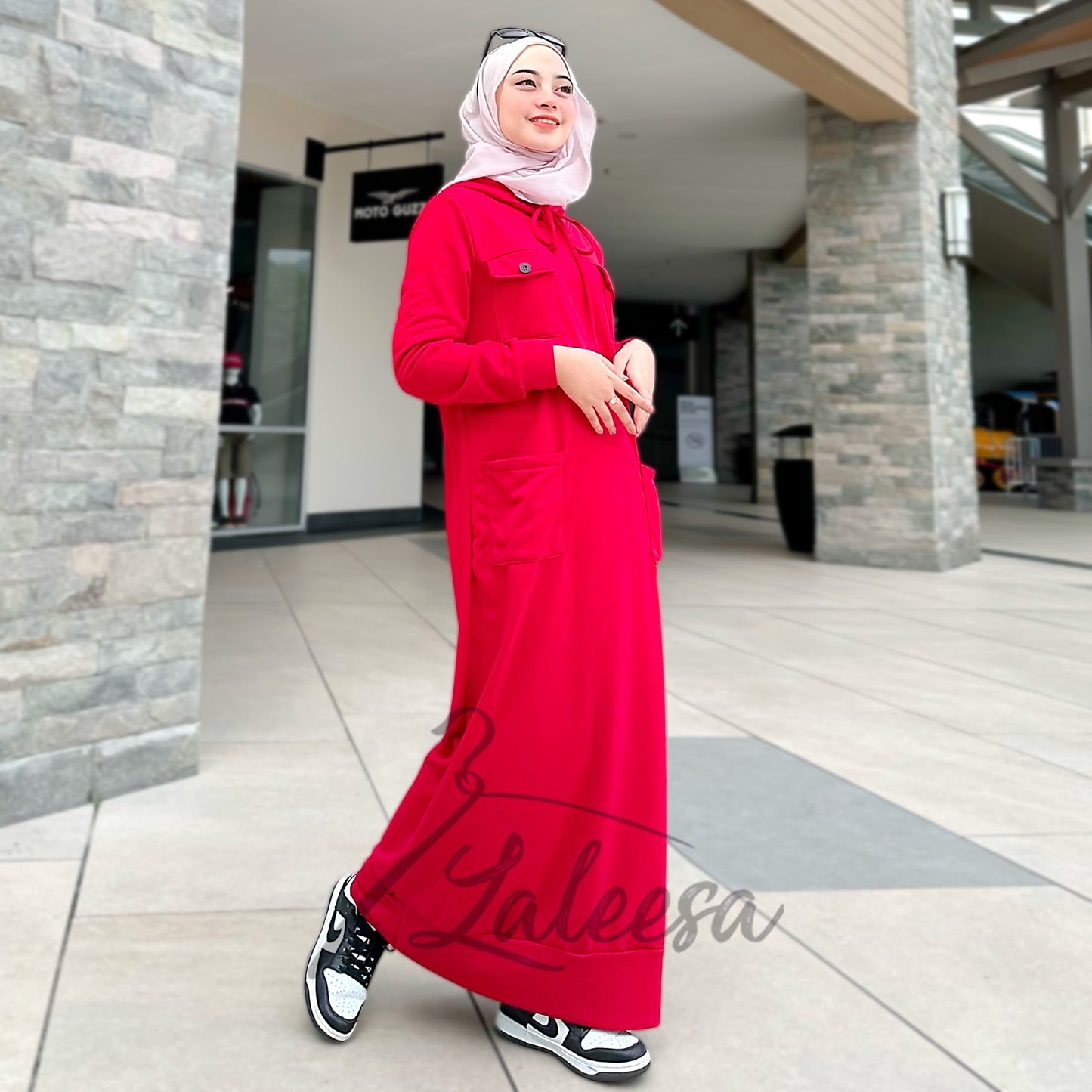 LALEESA DRESS HOODIE POCKET LD277249 <Long Hoodie Series> Long Hoodie Dress Muslimah Dress Woman