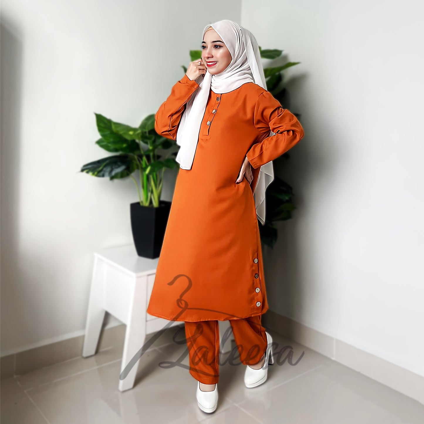 LALEESA (Blouse + Pants) SET KHASHIA SW849856 <BF Friendly Series> 2 Piece Modest Set Wear Plus Size Baju Raya 2024