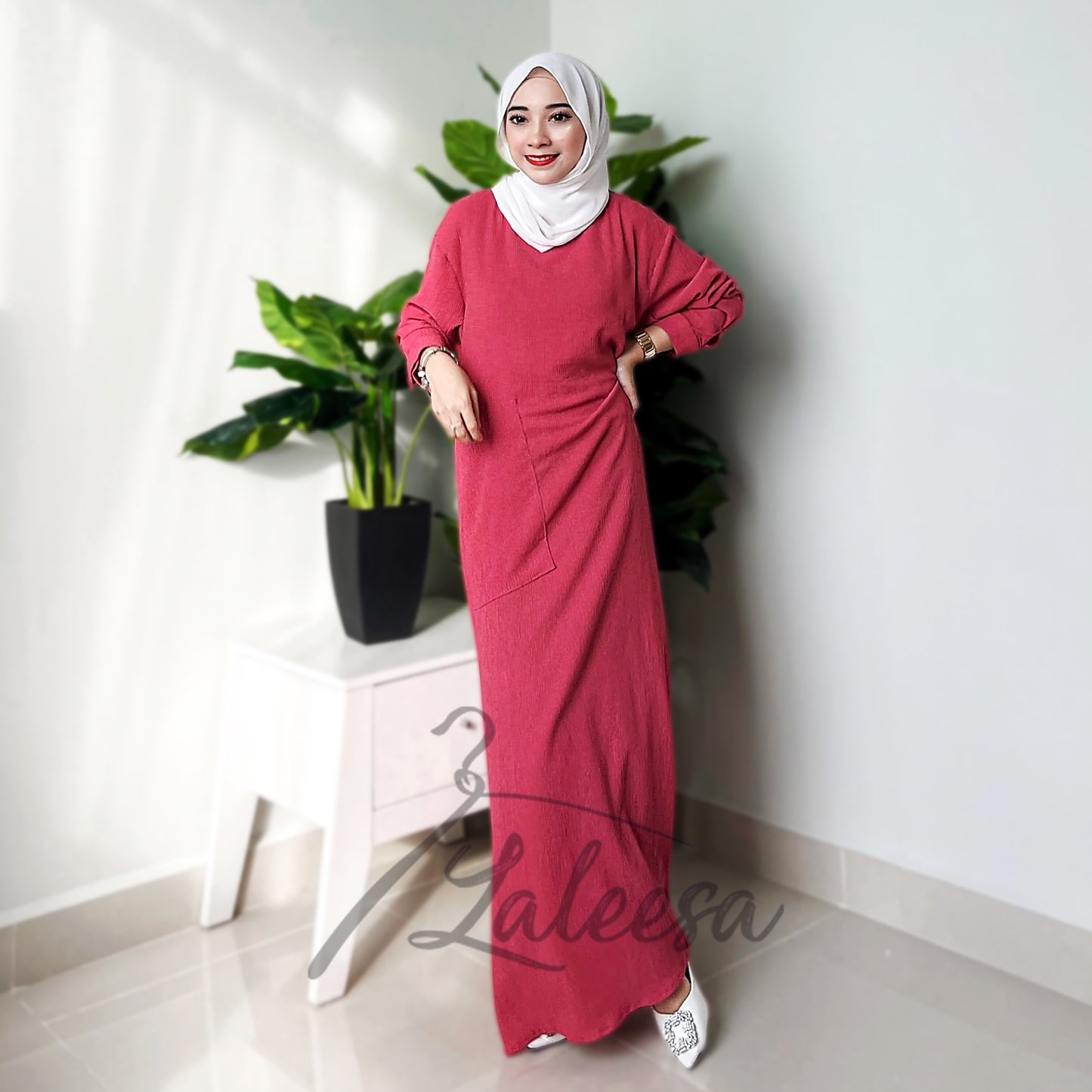 LALEESA DRESS BADIYAH LD221203 <Ironless Series> (Ironless) Dress Muslimah Dress Women Dress Plus Size Baju Raya 2024