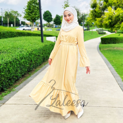 LALEESA LD251219 DRESS INAS Vintage Ruffled Hem Maxi Long Dress Muslimah Dress Women Plus Size Baju Raya 2024