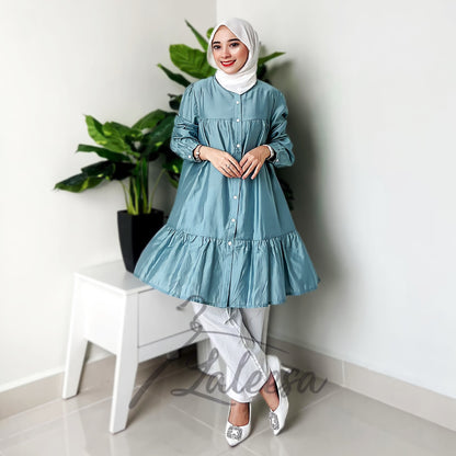 LALEESA DRESS SAIDA LD274284 <BF Friendly Series> Ruffle A-Line Button Dress Muslimah Plus Size Baju Raya 2024