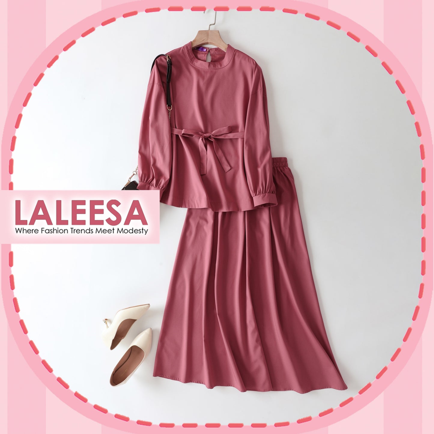 LALEESA (Blouse + Skirt) SET GHANIA SW841811 Set Wear Blouse Muslimah Blouse Women Blouse Plus Size Baju Raya 2024