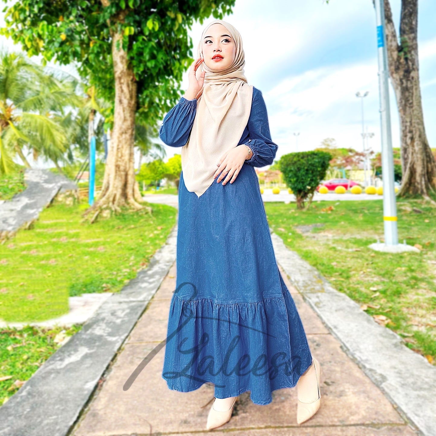 LALEESA DRESS DENIM LD275227 <BF Friendly Series> Dress Muslimah Dress Woman Jubah Muslimah Abaya