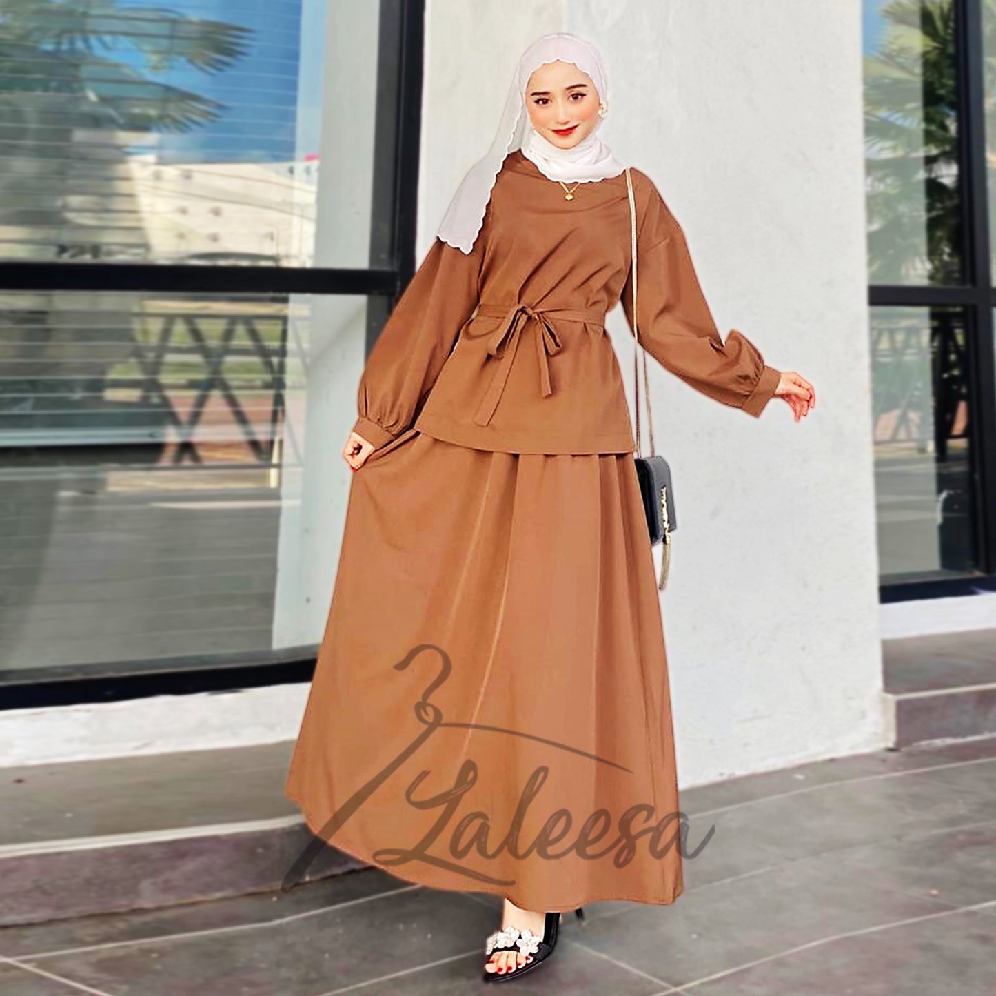 LALEESA (Blouse + Skirt) SET GHANIA SW841811 Set Wear Blouse Muslimah Blouse Women Blouse Plus Size Baju Raya 2024