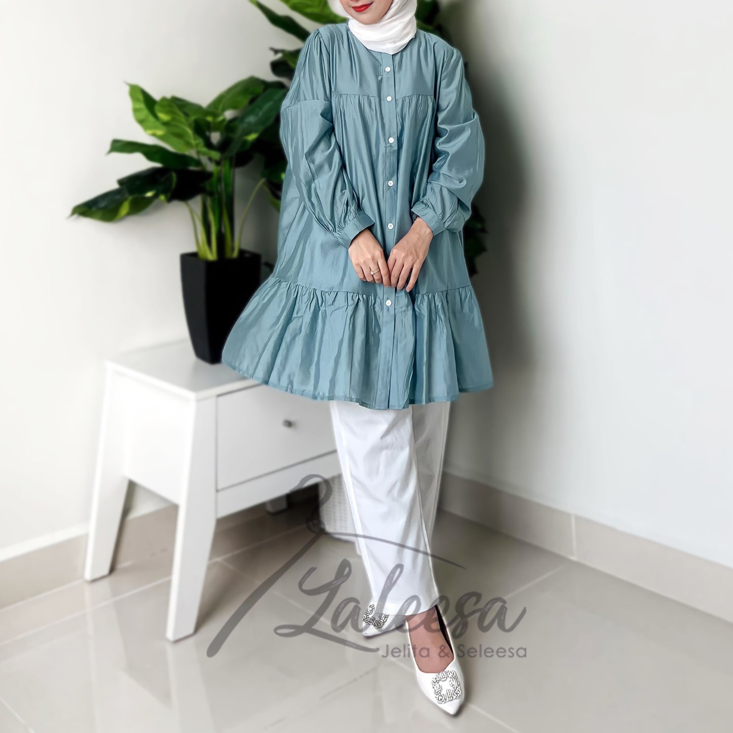 LALEESA DRESS SAIDA LD274284 <BF Friendly Series> Ruffle A-Line Button Dress Muslimah Dress Women Dress Jubah Abaya