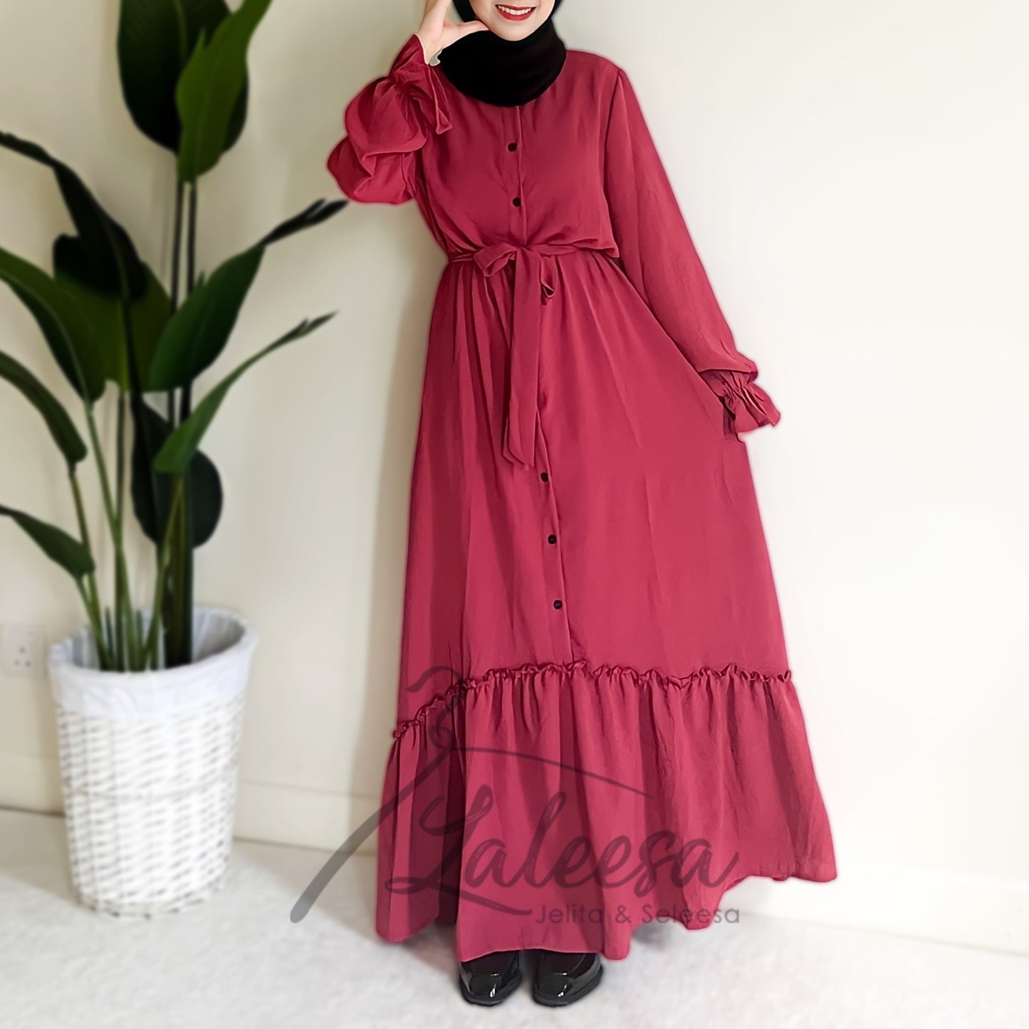 LALEESA DRESS IRTIZA LD274216 <BF Friendly Series> (Ironless) Full Button Ruffled Hem Dress Muslimah Dress Women Dress