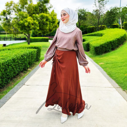 LALEESA SKIRT WAHEEDA PS659639 <Ironless Series> (Ironless) 2 Way Wear Plicated Drawstring Skirt Muslimah Skirt Labuh