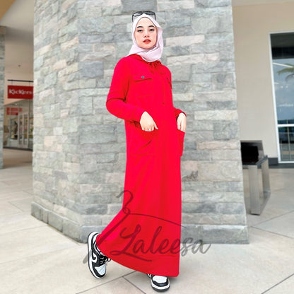 LALEESA DRESS HOODIE POCKET LD277249 <Long Hoodie Series> Long Hoodie Dress Muslimah Dress Woman