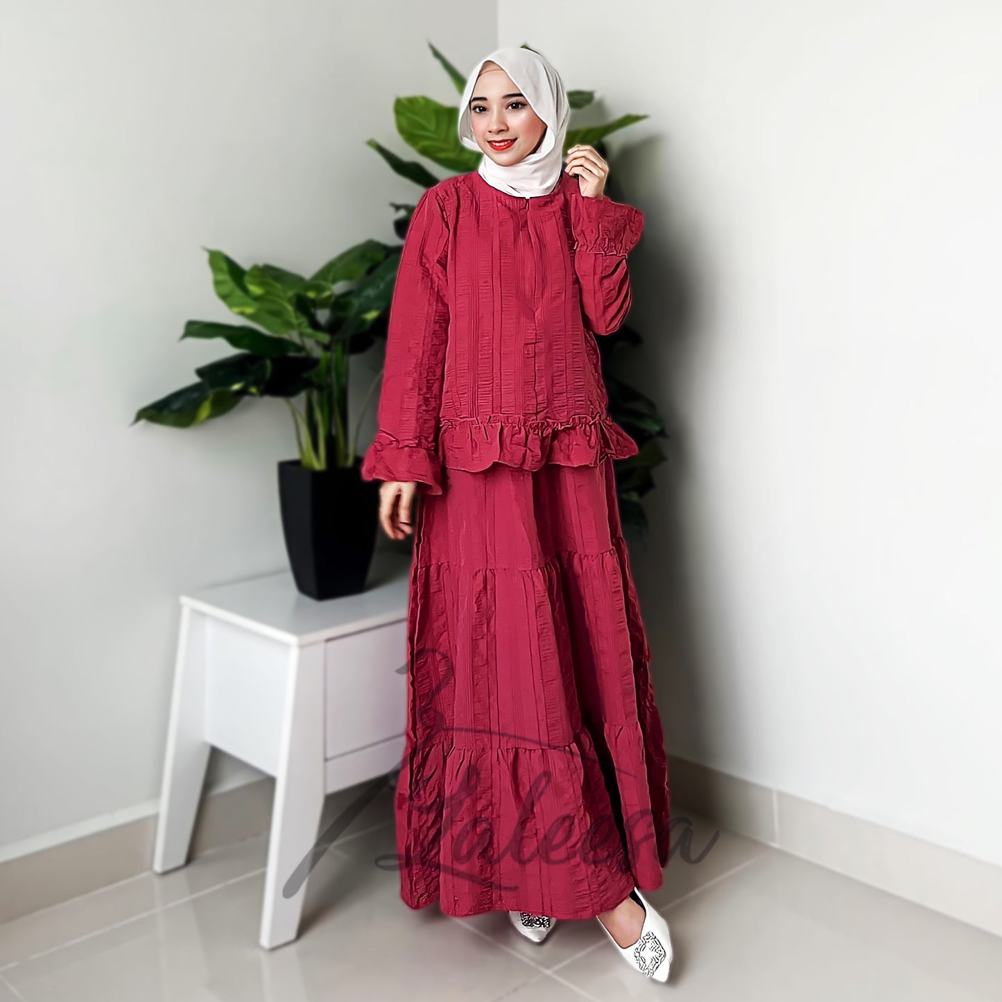 LALEESA (Blouse + Skirt) SET HAMEEDA SW844803 <BF Friendly Series> (Ironless) Set Wear Blouse Plus Size Baju Raya 2024