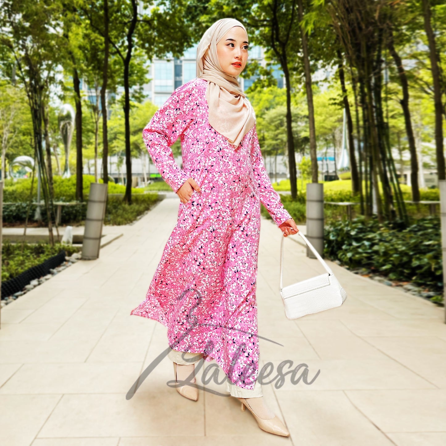 LALEESA LD266264 DRESS AFANA Floral Printed Vintage Long Dress Muslimah Dress Women Dress Plus Size Baju Raya 2024