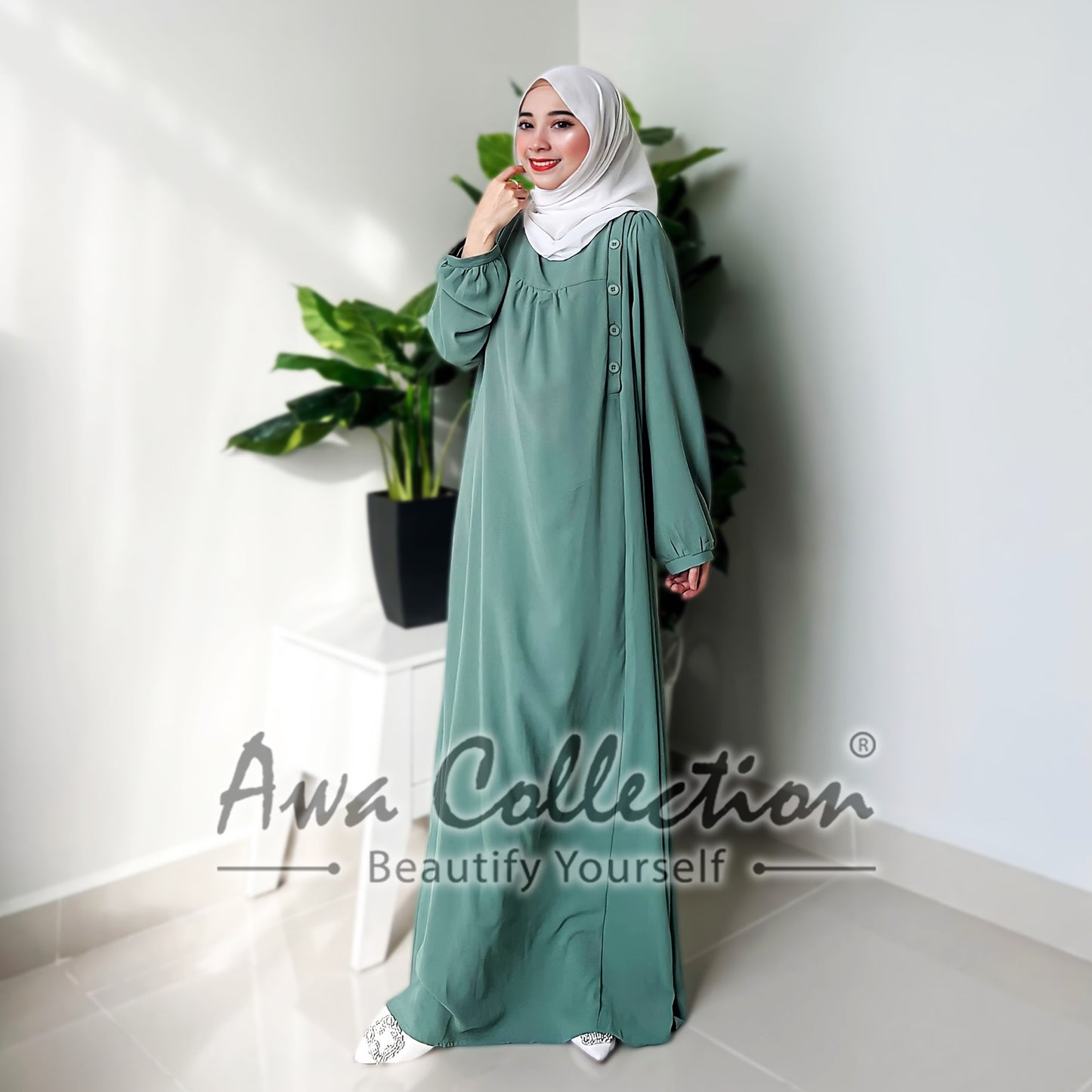 LALEESA Awa Collection DA125144 DRESS QAHIRA Buttoned Shirt Dress Muslimah Dress Women Dress Baju Raya 2024