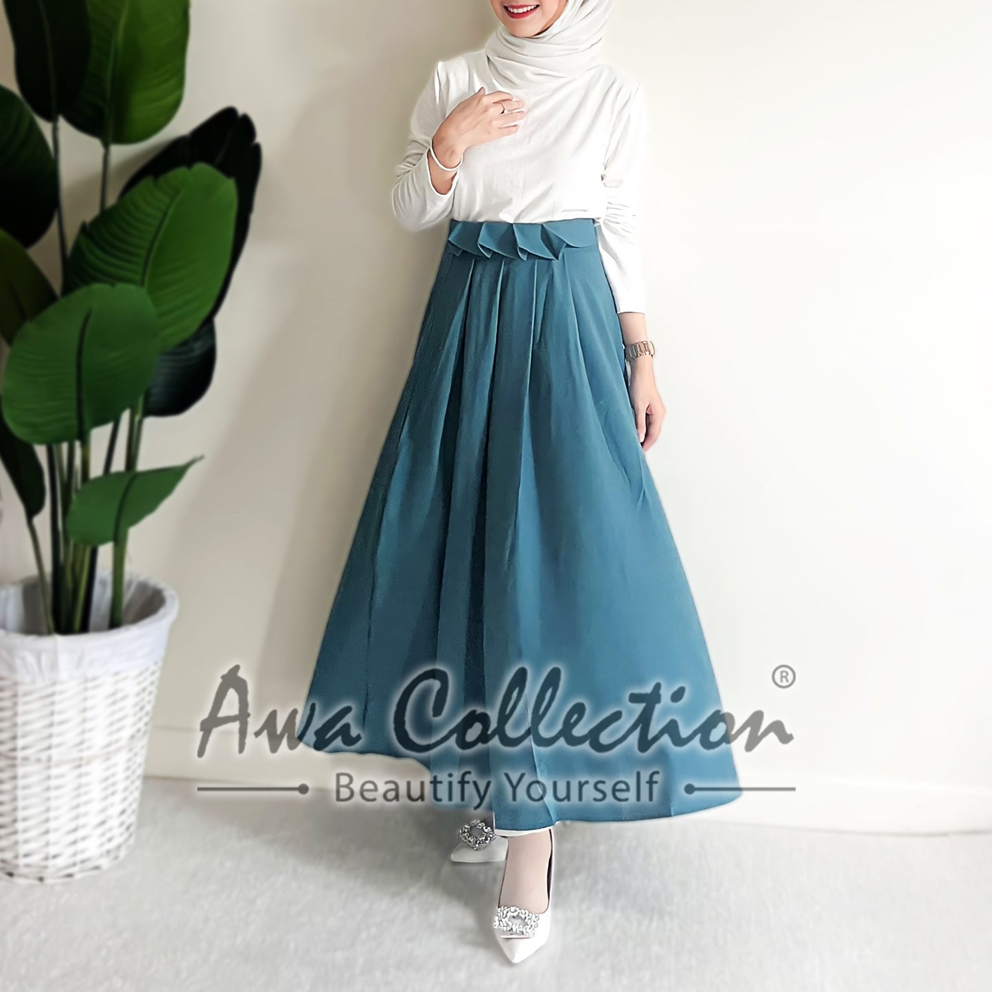 LALEESA Awa Collection BA510510 SKIRT WAFIYA Pleated A-Line Skirt Muslimah Skirt Labuh Skirt Pencil Skirt Kembang