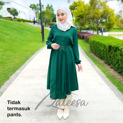 LALEESA BLOUSE QAYLA TB430417 <BF Friendly Series> (TIDAK TERMASUK SKIRT) Long Blouse Muslimah Plus Size Baju Raya 2024