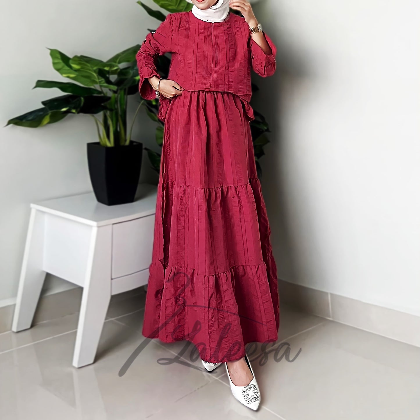 LALEESA (Blouse + Skirt) SET HAMEEDA SW844803 <BF Friendly Series> (Ironless) Set Wear Blouse Plus Size Baju Raya 2024