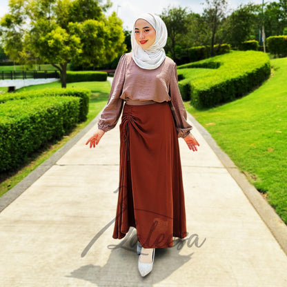 LALEESA SKIRT WAHEEDA PS659639 <Ironless Series> (Ironless) 2 Way Wear Plicated Drawstring Skirt Muslimah Skirt Labuh