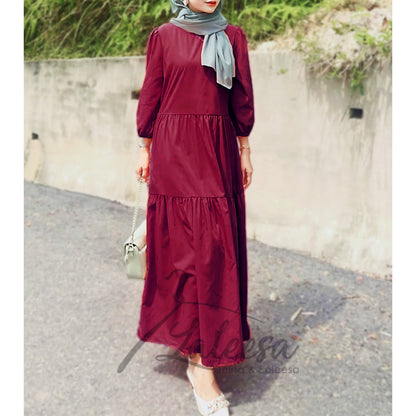 LALEESA LD246264 DRESS DARIA Puff Sleeve Ruffles Dress Muslimah Dress Women Dress Plus Size Baju Raya 2024