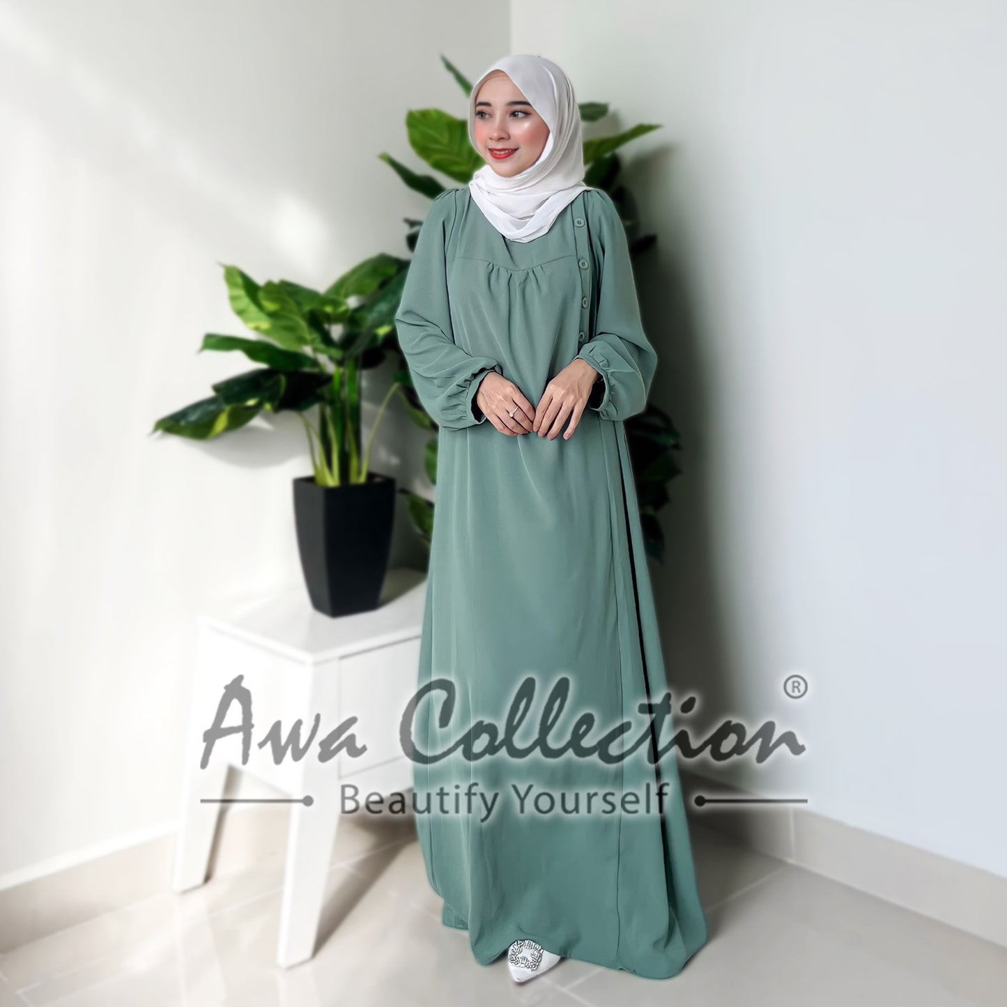 LALEESA Awa Collection DA125144 DRESS QAHIRA Buttoned Shirt Dress Muslimah Dress Women Dress Baju Raya 2024