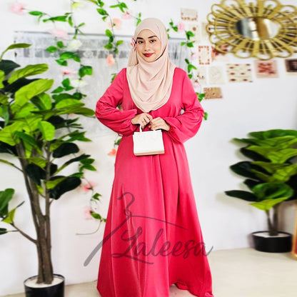 LALEESA DRESS DIYA LD269297 <BF Friendly Series> Plain Color Front Zipper Belted Long Dress Plus Size Baju Raya 2024