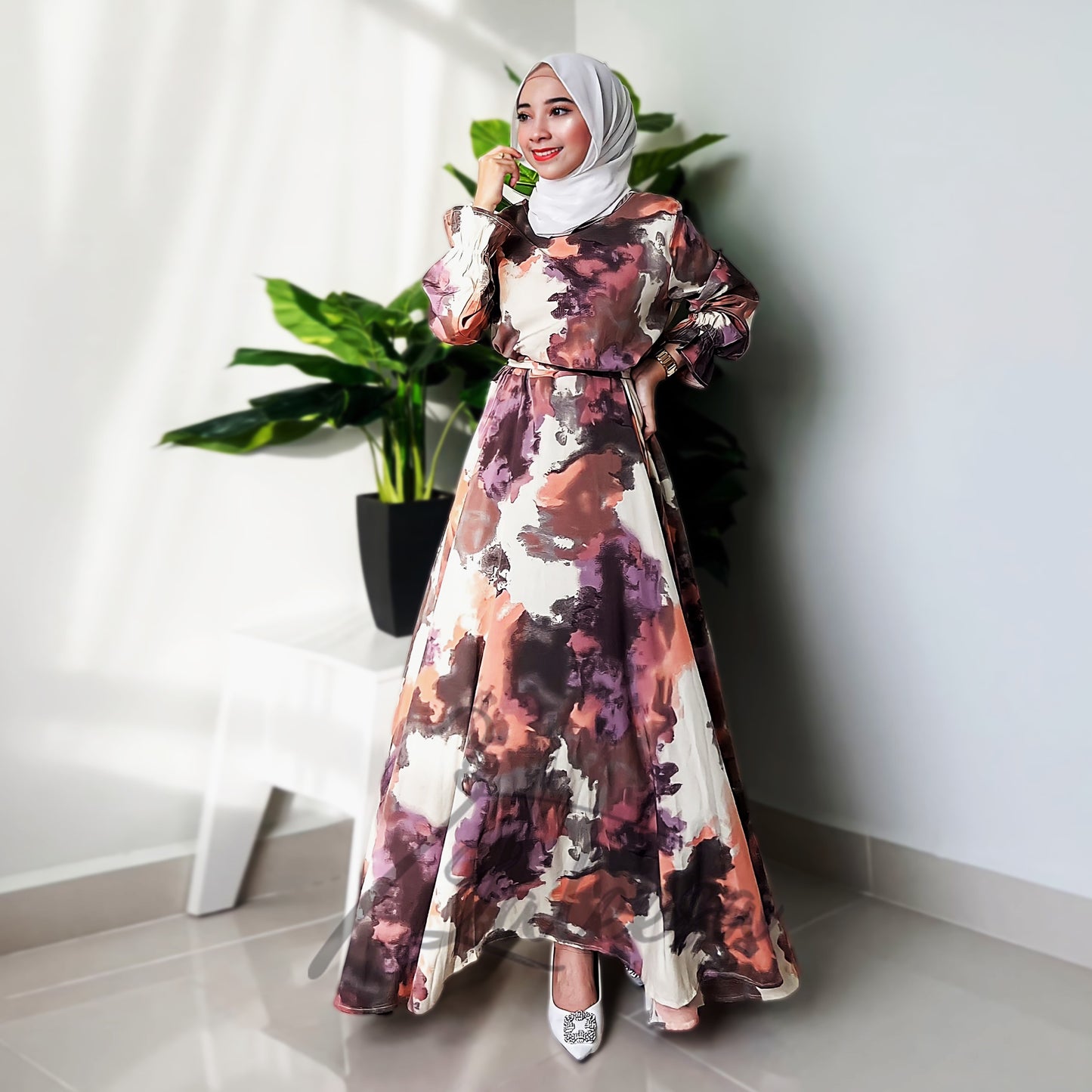 LALEESA (Dress + Cardigan) SW843894 SET ISLAH Long Dress With Chiffon Suit Set Wear Dress Women Plus Size Baju Raya 2024